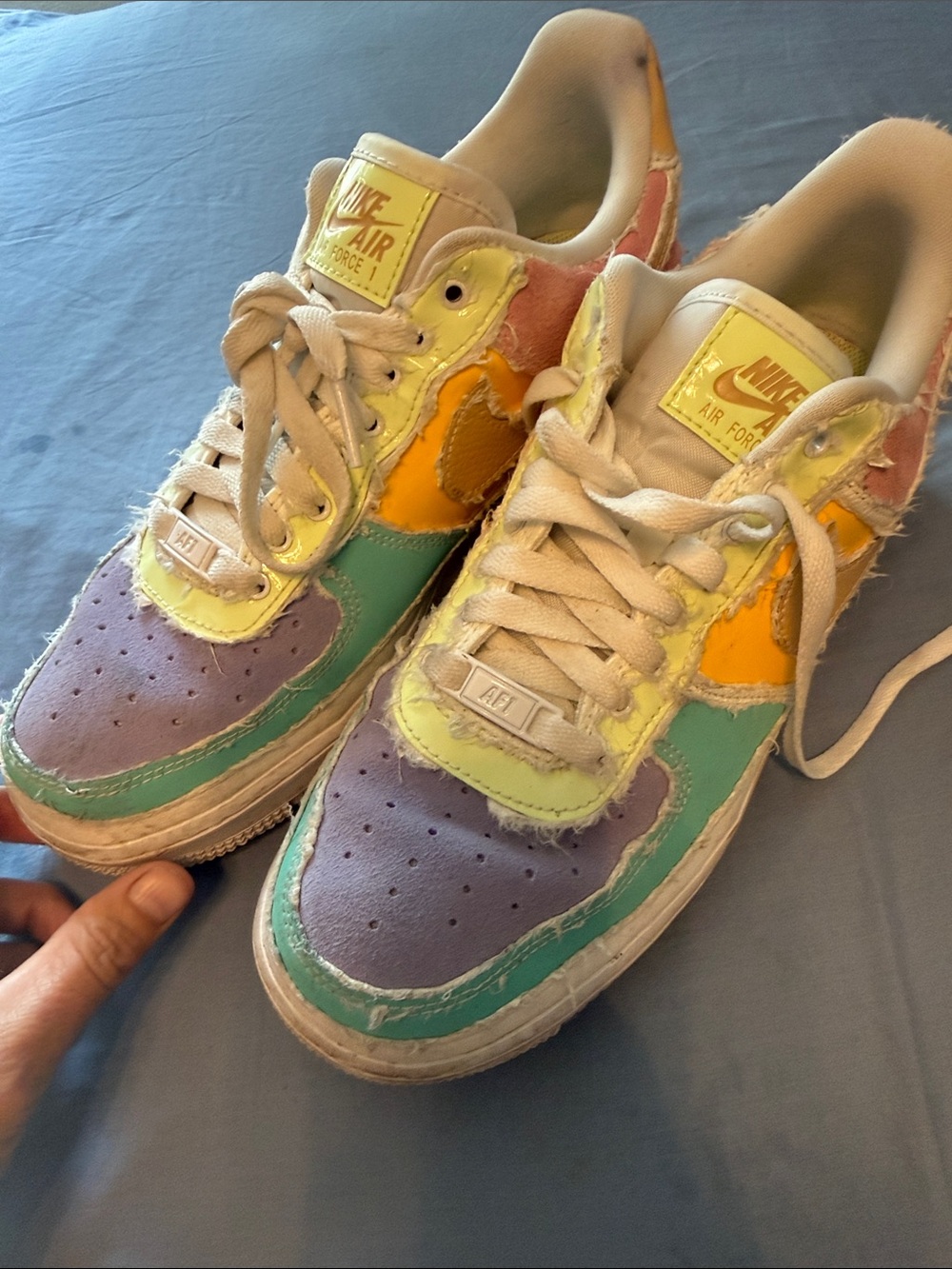 Nike Women’s Colorful Pastel Leather Sneakers Purple Teal Yellow White Size 9.5
